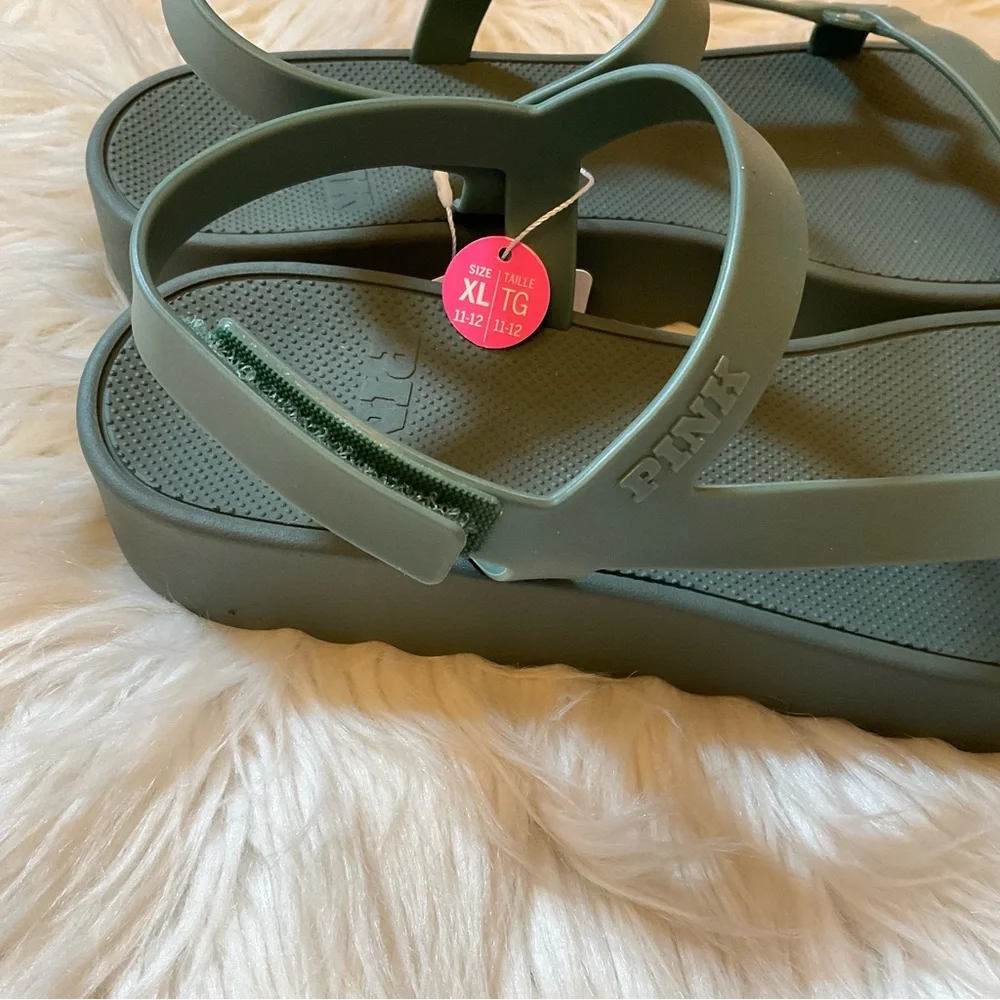 PINK Victoria’s Secret Strappy Platform Sandals - NWT - Size XL 11-12 Faded Sage